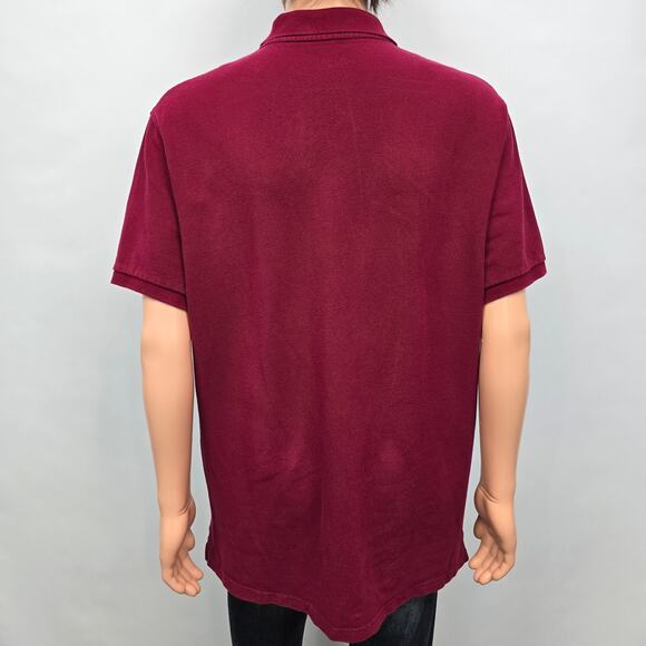 J. Crew Repp Polo Shirt Men XL Burgundy Red Pique Short Sleeve Cotton Mesh - Picture 8 of 11